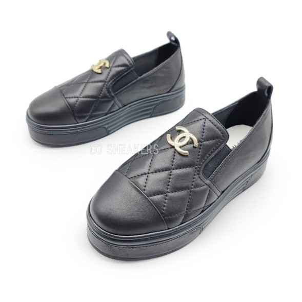Женские слипоны Chanel Slip-ons Leather Black