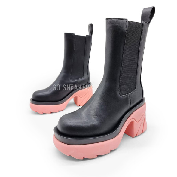 Женские ботильоны Bottega Veneta Lug Black/Pink