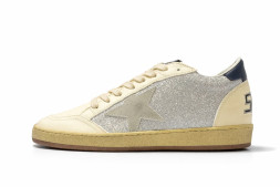 Golden Goose Ball Star Beige Silver Glitter