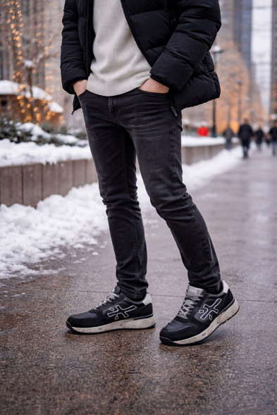 Мужские зимние кроссовки Premiata Leather Suede Man Winter Black