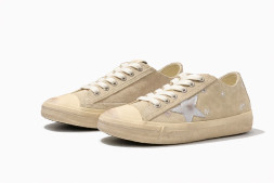 Golden Goose V-Star 2 Distressed Sneakers Suede Beige