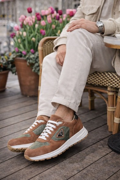 Мужские кроссовки Prada Prax Suede Brown