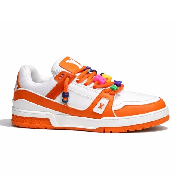 Женские кроссовки Louis Vuitton Trainer Maxi Skateboard Shoes Low-Top White/Orange