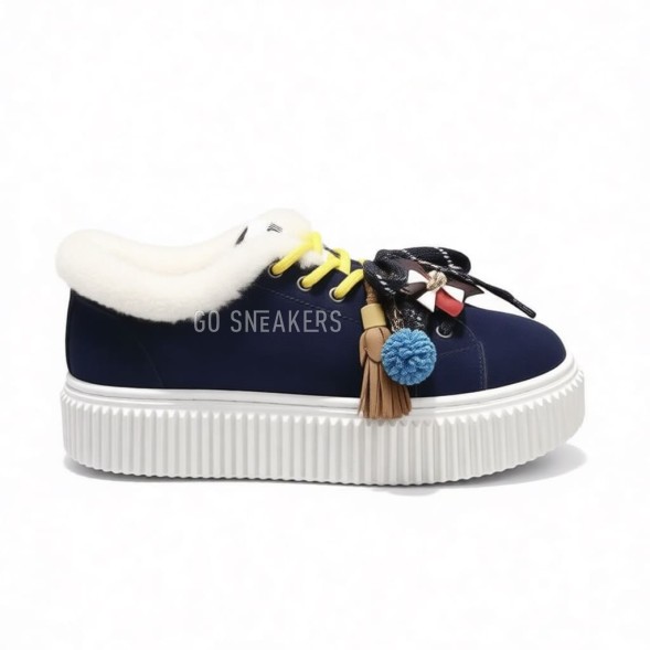 Женские зимние кеды на платформе Miu Miu Winter Sneakers Platform Suede Navy