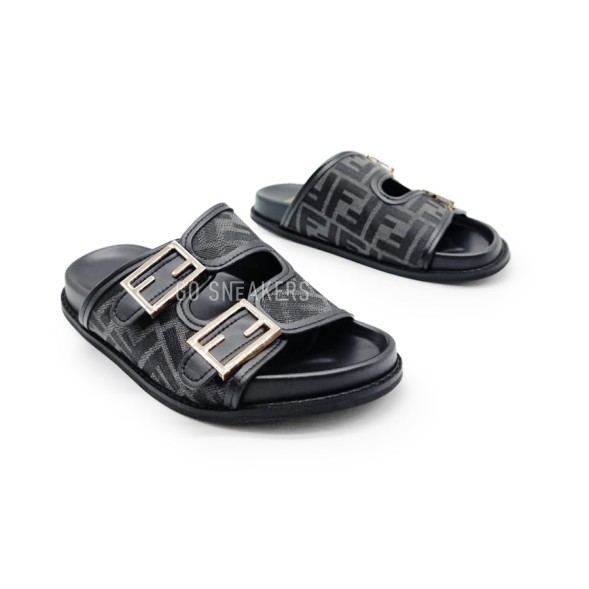 Мужские шлепки Fendi Flip-flops Double Black