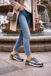 Premiata Textile/Suede Grey/Yellow Logo